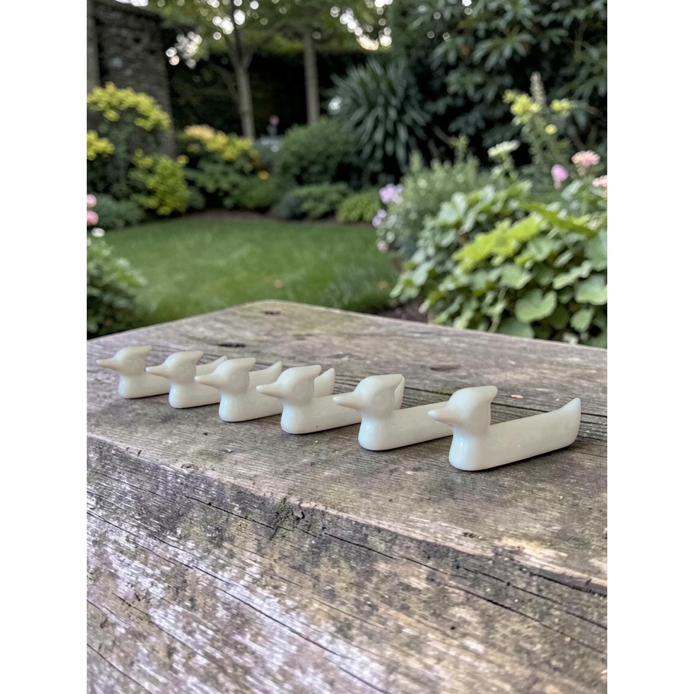 Set of 6 - Porcelain Chopstick Rests Duck Knife Rests - Made in Japan